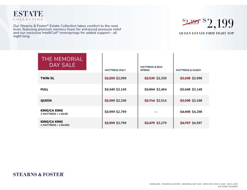 stearns and foster memorial day estate firm tight