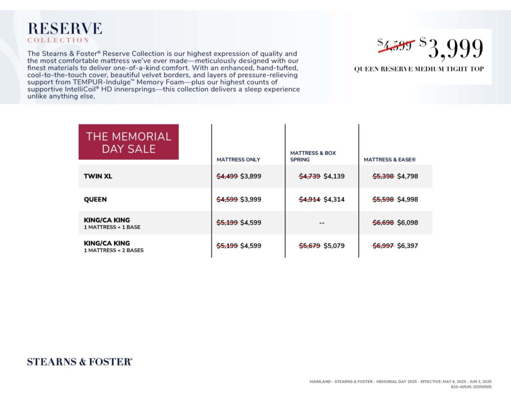 memorial day sale 2025 stearns and foster